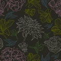 Vector seamless floral pattern with herbarium