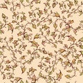 Vector seamless floral pattern with leaves and