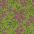 Vector Seamless floral pattern with lilly flower