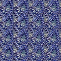 Vector seamless floral pattern with paisley lace. Abstract blue background. Royalty Free Stock Photo