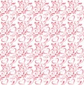 Vector Seamless floral pattern pink hearts and butterflies. Decorative ornament backdrop for fabric, textile, wrapping paper Royalty Free Stock Photo