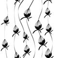 Vector seamless floral pattern,print. Buds,flowers. Monochrome print. Transparent background