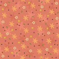 Vector seamless floral pattern. Simple soft flowers on warm pink background Royalty Free Stock Photo
