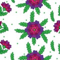 Vector seamless floral pattern with violet fancy flower