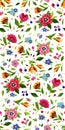 Vector seamless flower pattern. Cute floral pattern with small colorful flowers and leaves.