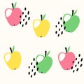 Vector seamless fruit pattern. Apples. Scandinavian style, cute print