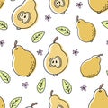 Vector seamless fruit pattern in flat style Royalty Free Stock Photo