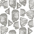 Vector Seamless Funky Cut Fish Pattern