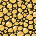 Vector Seamless geometric abstract pattern, golden volumetric rounded drops