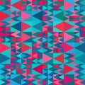 Vector Seamless Geometric Blue Pink Shades Multicolor Triangle Quilt Pattern Royalty Free Stock Photo