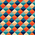 Vector seamless geometric colorful bright pattern in retro style. Vintage repeatable abstract background. Mosaic triangle tile Royalty Free Stock Photo