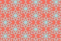 Vector seamless geometric flower pattern on coral background.