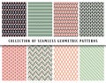 Vector seamless geometric pattern background, collection. Colored abstract endless repeating texture for mask, duvet cover, t- Royalty Free Stock Photo