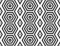 Vector seamless geometric pattern. Black hexagons and diamonds white background Royalty Free Stock Photo