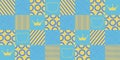 Vector seamless geometric pattern with crowns and bears. Vector textile fabric print