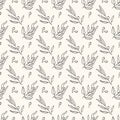 Vector seamless geometric pattern with olive tree branches and olives in doodle style. Hand drawn liner olives Royalty Free Stock Photo