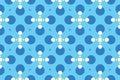 Vector seamless geometric pattern. Shaped circles, squares and diamonds in blue, white, yellow colors on light blue background Royalty Free Stock Photo