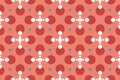 Vector seamless geometric pattern. Shaped circles, squares and diamonds in white, red, blue colors Royalty Free Stock Photo