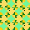 Vector seamless geometric pattern for St. Patrick's Day. Gold coins and clover Royalty Free Stock Photo