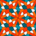 Vector Seamless Geometric Tiling Pattern in Teal and Orange