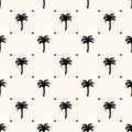 Vector seamless geometric tropical pattern with silhouettes of palms and dots. Can be used for wallpaper, pattern fills