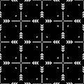 Vector Seamless geometrical circles pattern black and white repeated design heart shapes in black background vector illustration Royalty Free Stock Photo