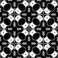 Vector Seamless geometrical pattern repeated design dots circles heart shape repeated in black background vector illustration Royalty Free Stock Photo