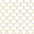 Vector seamless geometry pattern scales, gold color. Geometric background for fish, mermaid, dragon or snake. Royalty Free Stock Photo