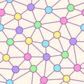 Vector seamless geometry wire pattern, triangle and dot mosaic in pastel colors.