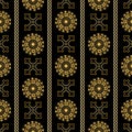 Vector seamless gold vintage ornamental pattern on black background Royalty Free Stock Photo