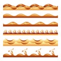 Vector seamless gradient cream, caramel and sand wave bands set for footers, patterns and textures