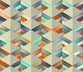 Vector Seamless Gradient Mesh Color Stripes Triangles Grid in Shades of Teal and Orange on Light Background Royalty Free Stock Photo