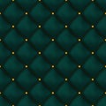 Vector seamless green buttoned leather pattern . Upholstery or walls.