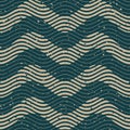 Vector Seamless Green Grey Color Hand Drawn Wavy Lines Retro Pattern