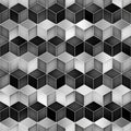 Vector Seamless Greyscale Gradient Cube Shape Rhombus Grid Geometric Pattern Royalty Free Stock Photo