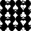 Vector seamless grunge pattern. Grungy graphic illustration of sign of playing card with ink blot, brush strokes. Endless backgrou Royalty Free Stock Photo