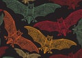 Vector seamless halloween pattern with bat