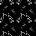 Vector seamless Halloween pattern with white line on black background.Festive,modern,horror,mystical print Royalty Free Stock Photo