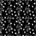 Vector seamless Halloween pattern with white line on black background.Festive,modern,horror,mystical Royalty Free Stock Photo