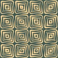 Vector Seamless Hand Drawn Geometric Lines Square Tiles Retro Grungy Green Tan Color Pattern