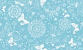 Vector seamless hand drawn pattern with doodle snowflakes Royalty Free Stock Photo