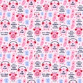 Vector seamless hand drawn pattern with retro flip mobile. Y2k Royalty Free Stock Photo