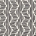 Vector seamless hand drawn pattern. Zigzag and stripe rough lines. Tribal design background. Ethnic doodle texture. Royalty Free Stock Photo