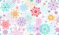 Vector seamless hand drawn colorful winter pattern with vintage blue snowflakes and stars Royalty Free Stock Photo