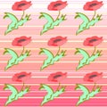 Vector seamless handmade patchwork pattern with pink poppy Royalty Free Stock Photo