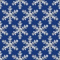 Vector seamless holiday pattern with silver glitter snowflakes.