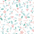 Vector Seamless Holly Candy Cane Christmas pattern