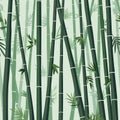 Vector seamless horizontal background with green bamboo stems and leaves Royalty Free Stock Photo