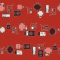 Vector seamless horizontal travel pattern in red