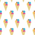 Vector seamless ice cream pattern. colorful cartoon background with fruit. isolated, paper wrapping design Royalty Free Stock Photo